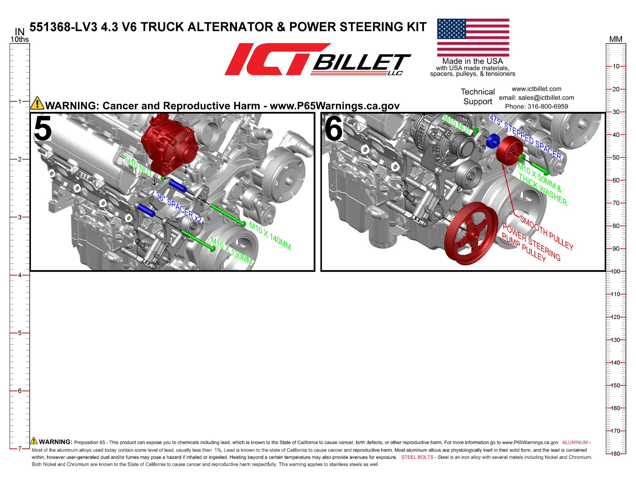 LT LV3 4.3 (V6 ONLY) Alternator Power Steering Pump Bracket Accessory Kit Gen V - ICT Billet 551368-LV3
