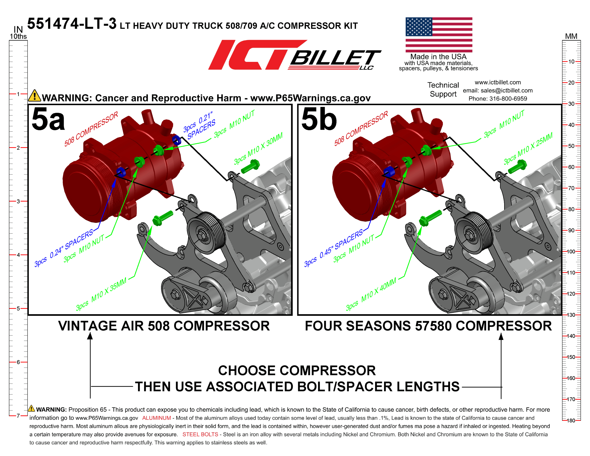 LT Truck - Sanden 508 A/C Air Conditioner Compressor Bracket Kit L84 L87 AC - ICT Billet 551474-LT-3