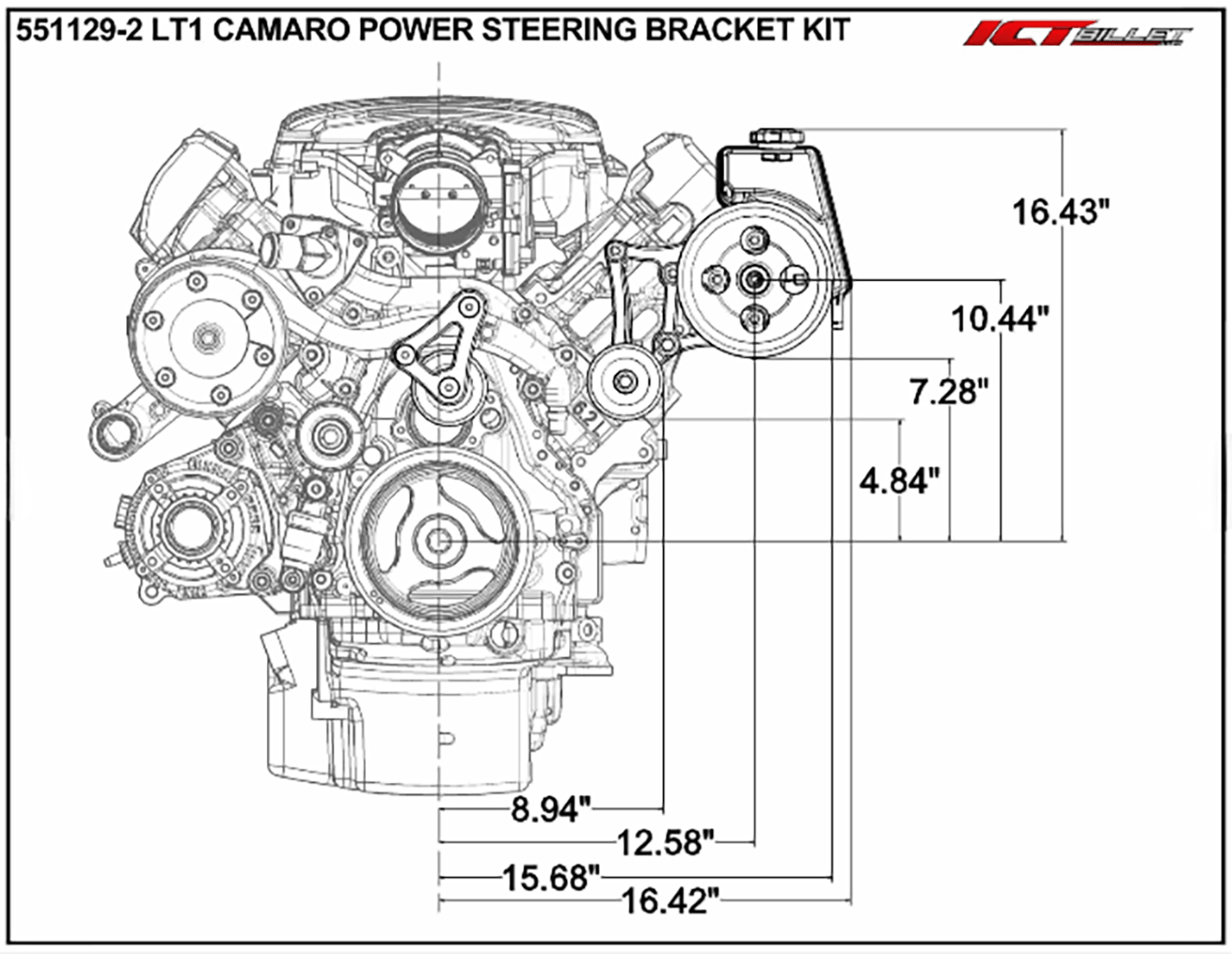 LT1 Gen V - Camaro Power Steering Pump Bracket - ICT Billet 551129-2