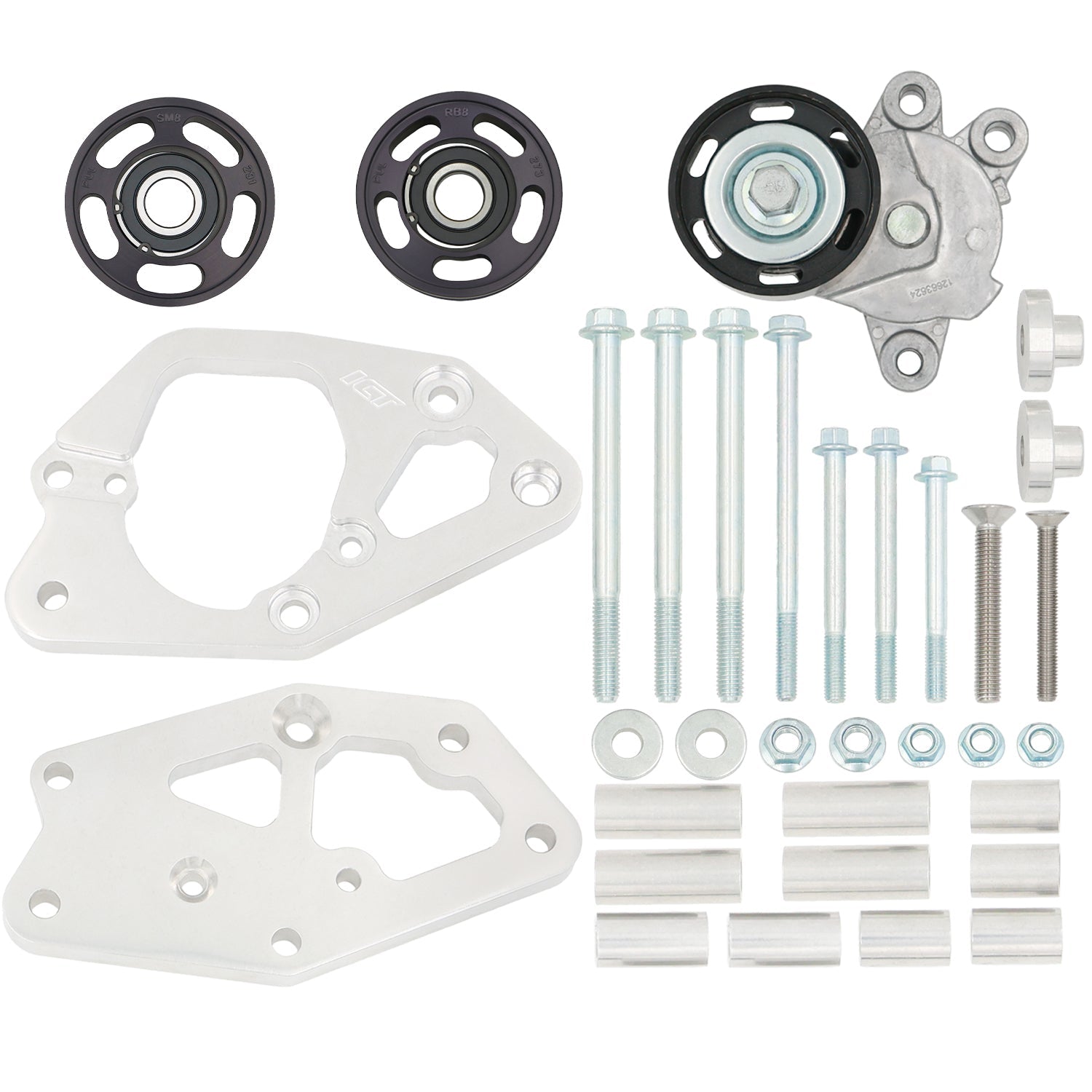 LT4 Camaro Supercharger 8 Rib Belt Tensioner, Idlers and Bracket - ICT Billet TEN-LT4-200A