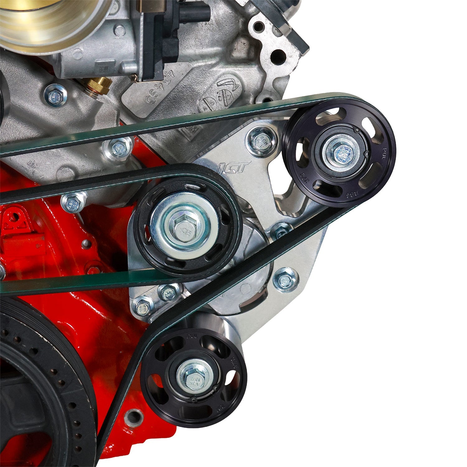 LT4 Camaro Supercharger 8 Rib Belt Tensioner, Idlers and Bracket - ICT Billet TEN-LT4-200A