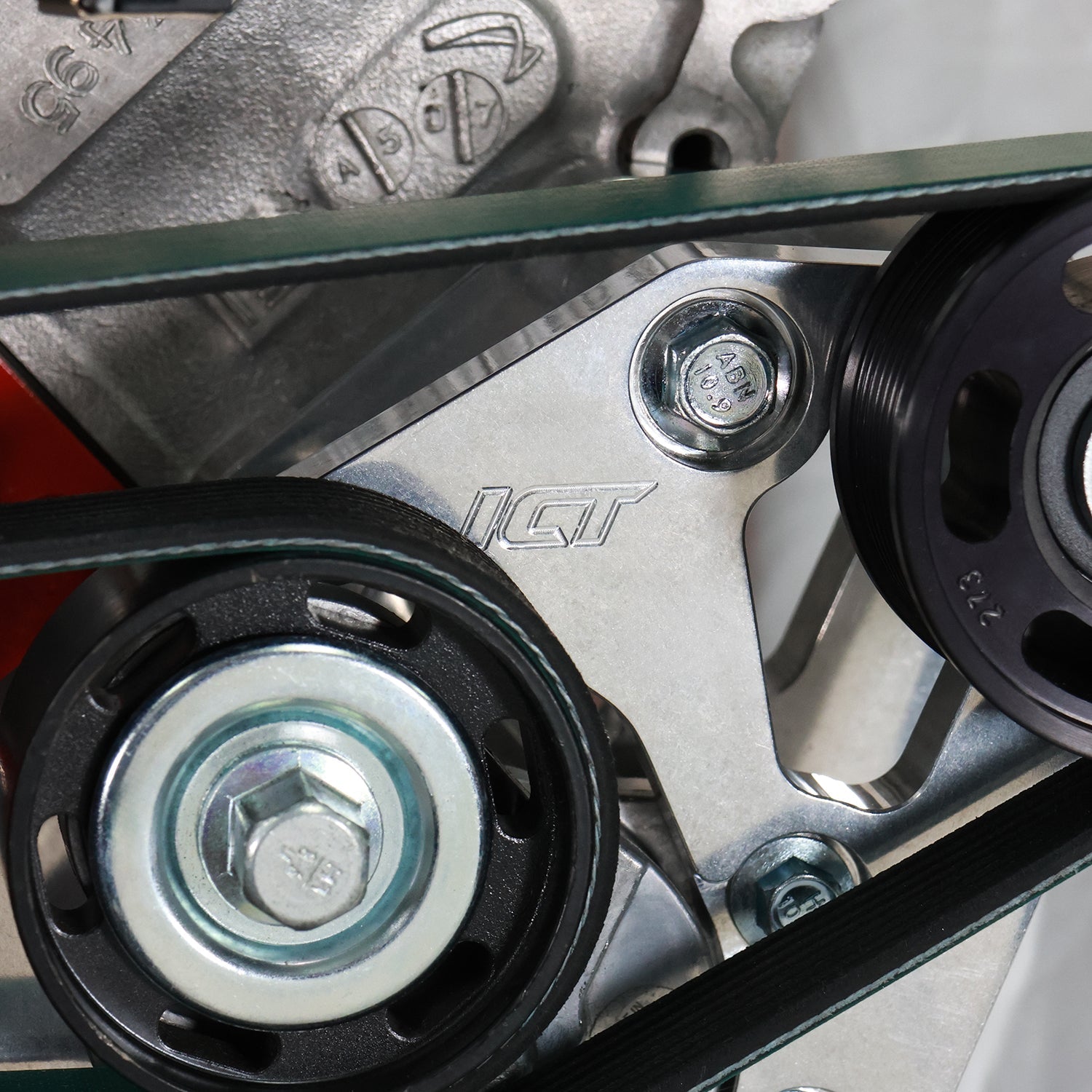 LT4 Corvette Supercharger 8 Rib Belt Tensioner, Idlers and Bracket - ICT Billet TEN-LT4-100A