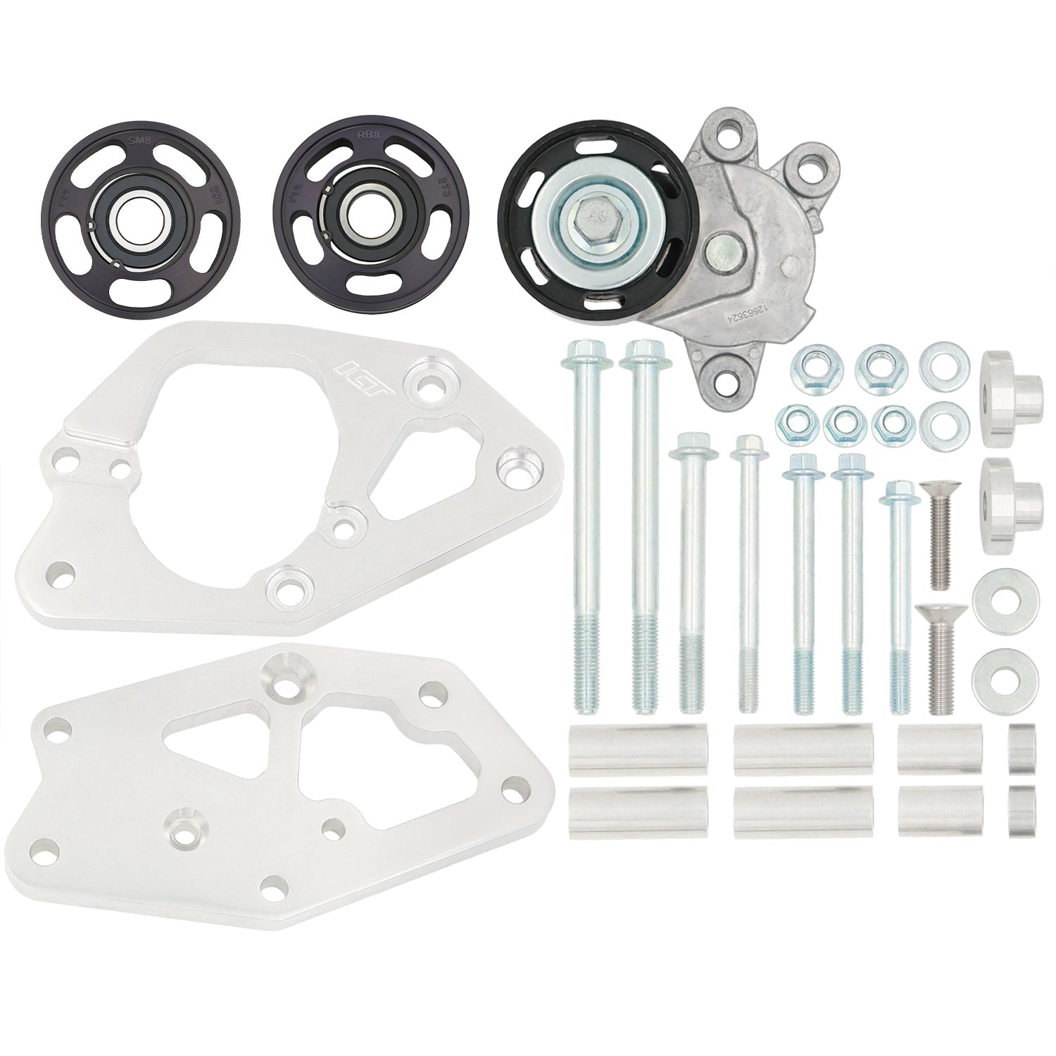 LT4 Corvette Supercharger 8 Rib Belt Tensioner, Idlers and Bracket - ICT Billet TEN-LT4-100A