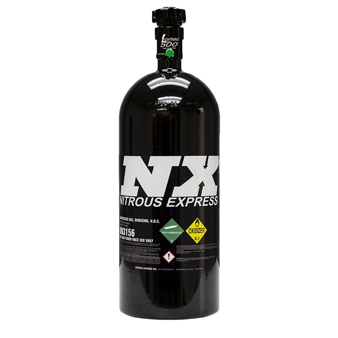 Nitrous Express Black 10Lb Bottle, Lightning 500 Valve, 6AN Nipple - ICT Billet NX - 11100B - 6