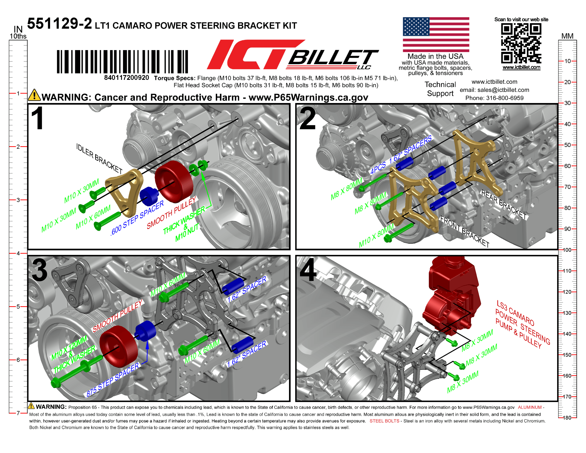 Power Steering Pump Bracket - LT1 Camaro - ICT Billet 551129-2