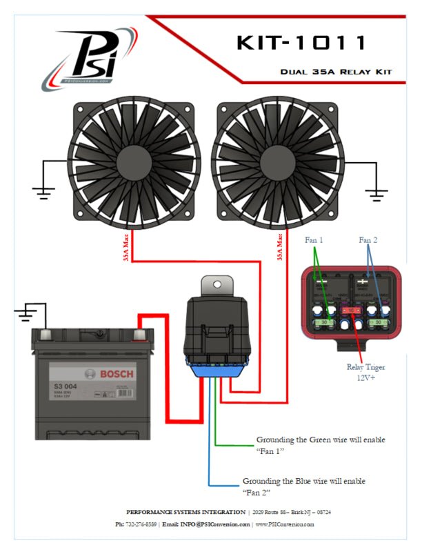 PSI Dual Fan Relay Kit - ICT Billet PSI - KIT - 1011