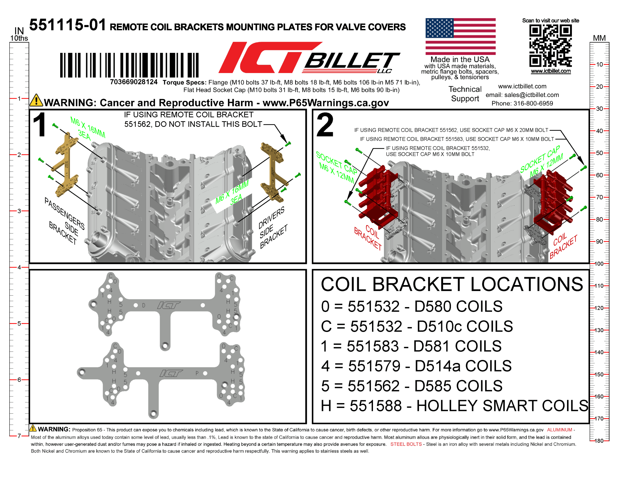 S10 LS Mounting Base Plates (Remote Coil Brackets on Valve Cover) LS1 LS3 LSX - ICT Billet 551115-01