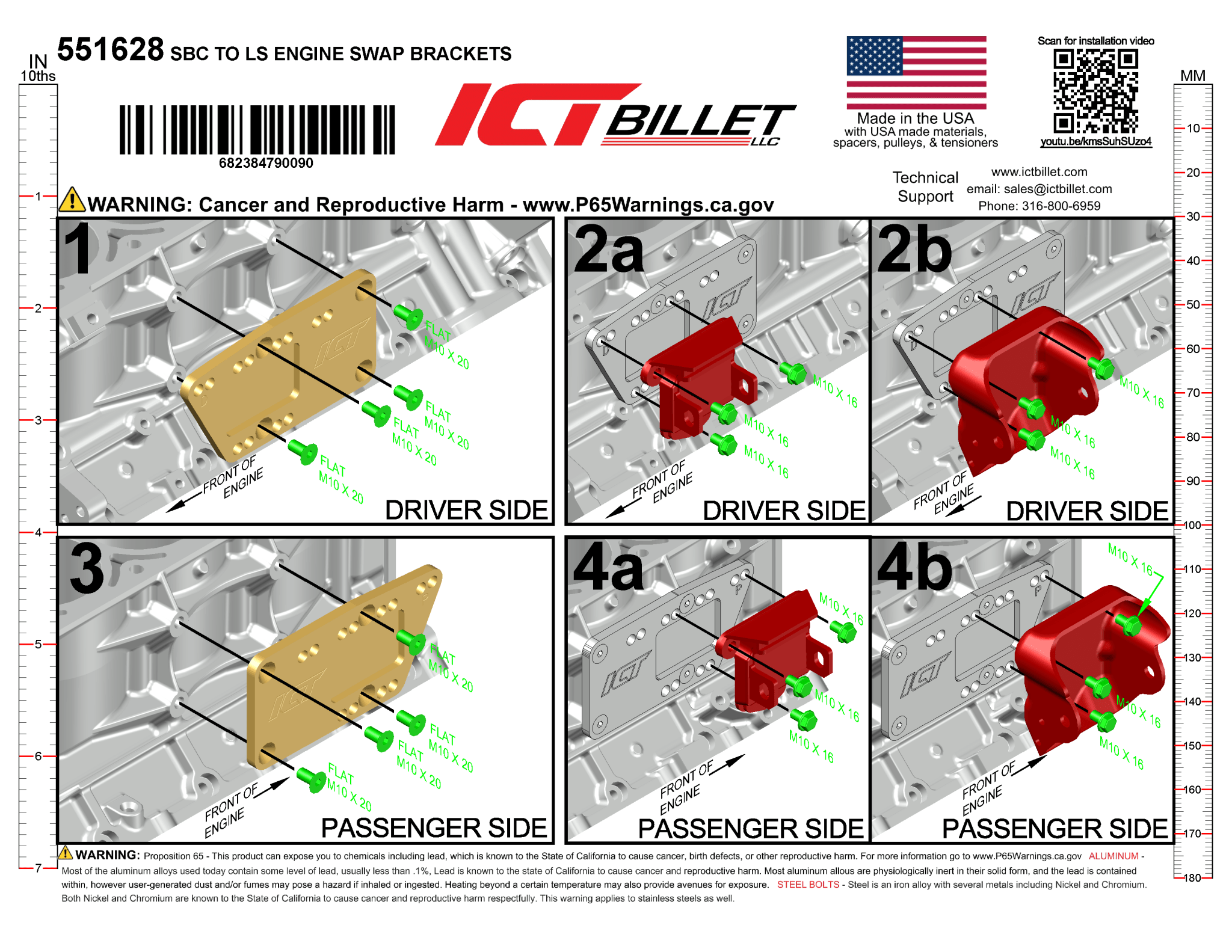 SBC to LS Engine Swap Bracket Set - ICT Billet 551628