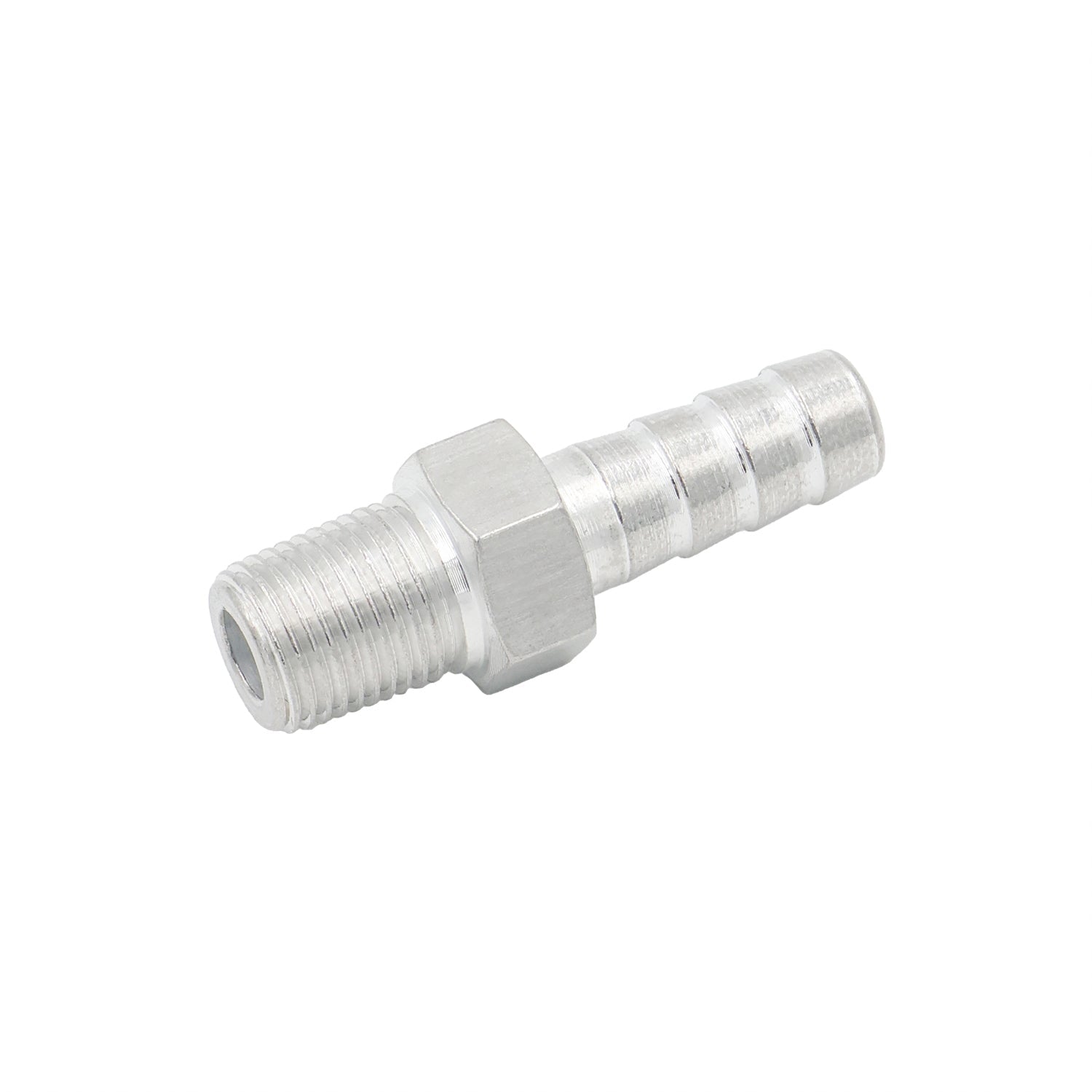 Straight 1/8" NPT Pipe to 5/16" .3125" Hose Barb Fitting Bare Aluminum - ICT Billet AN840 - 05 - 02A