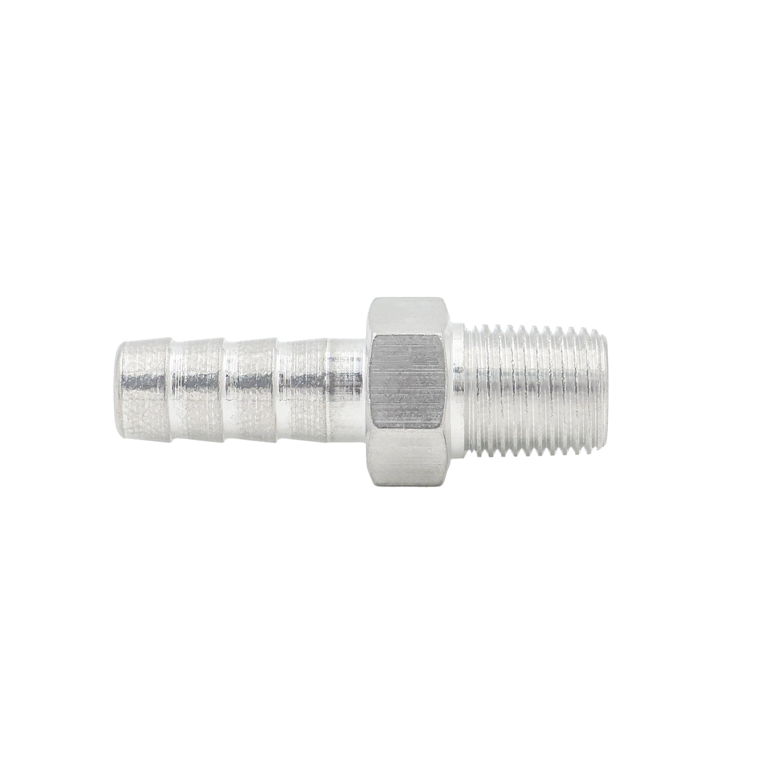 Straight 1/8" NPT Pipe to 5/16" .3125" Hose Barb Fitting Bare Aluminum - ICT Billet AN840 - 05 - 02A