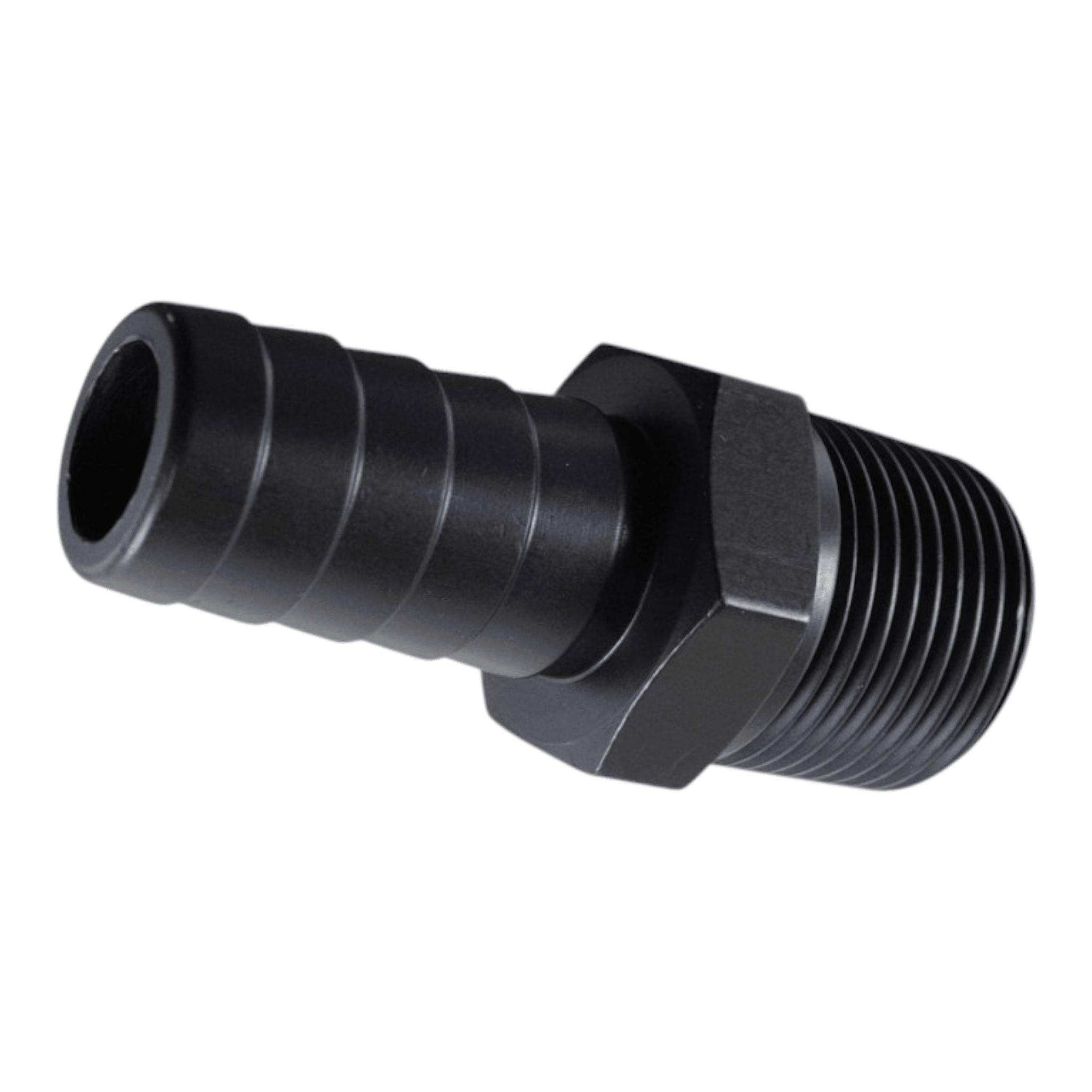 Straight 3/4" NPT Pipe to 3/4" .750" Hose Barb Fitting Black Billet Aluminum - ICT Billet F750NP750BA