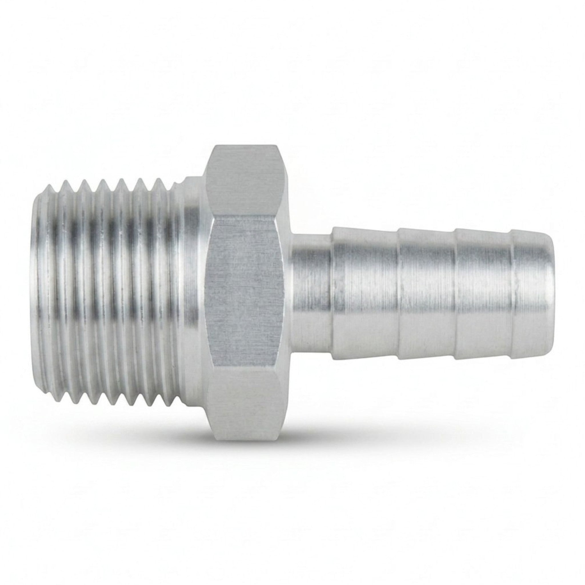 Straight 3/8" NPT Pipe to 3/8" .375" Hose Barb Fitting Bare Aluminum - ICT Billet AN840-06-06A