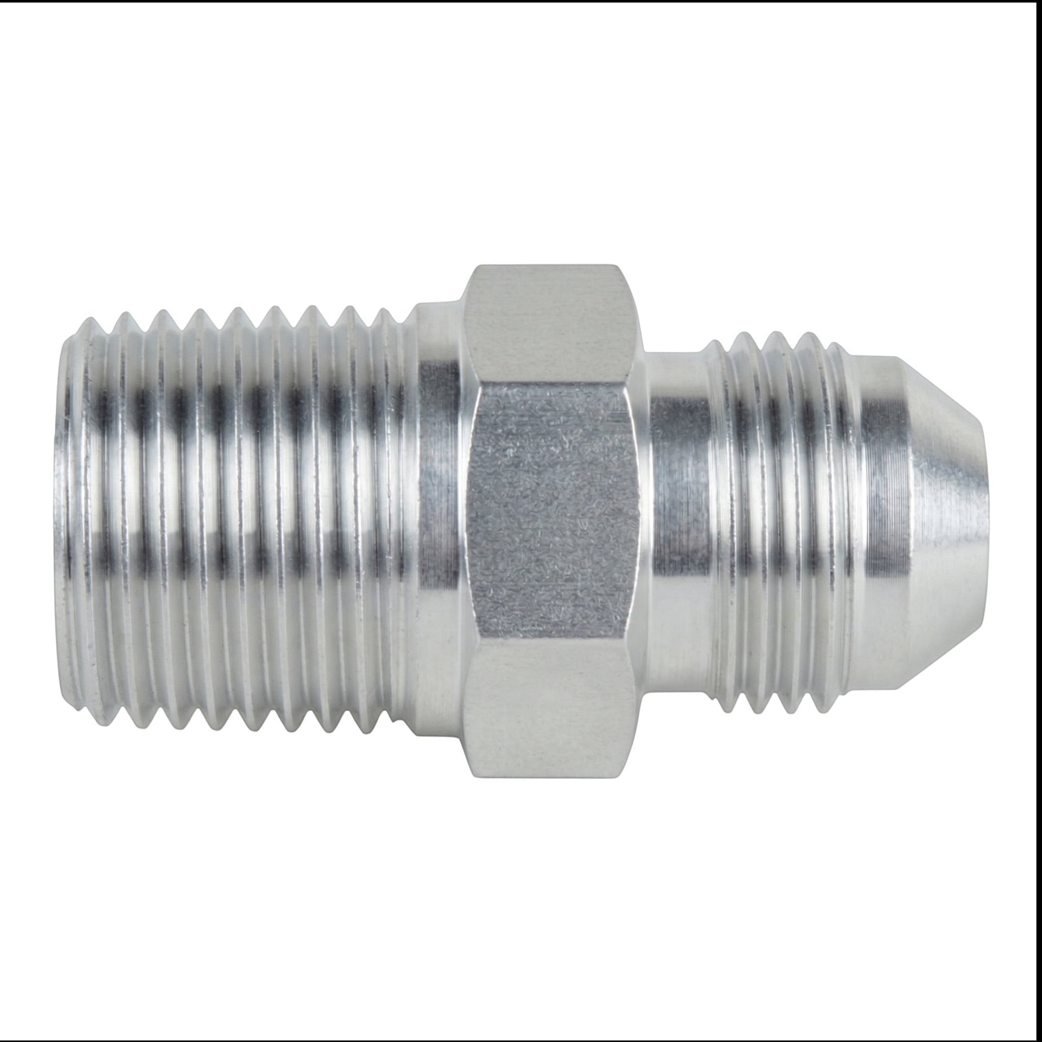 Straight -8AN Flare Male to 1/2"NPT Pipe Adapter Fitting 8 AN Bare Aluminum - ICT Billet AN816-08-08A