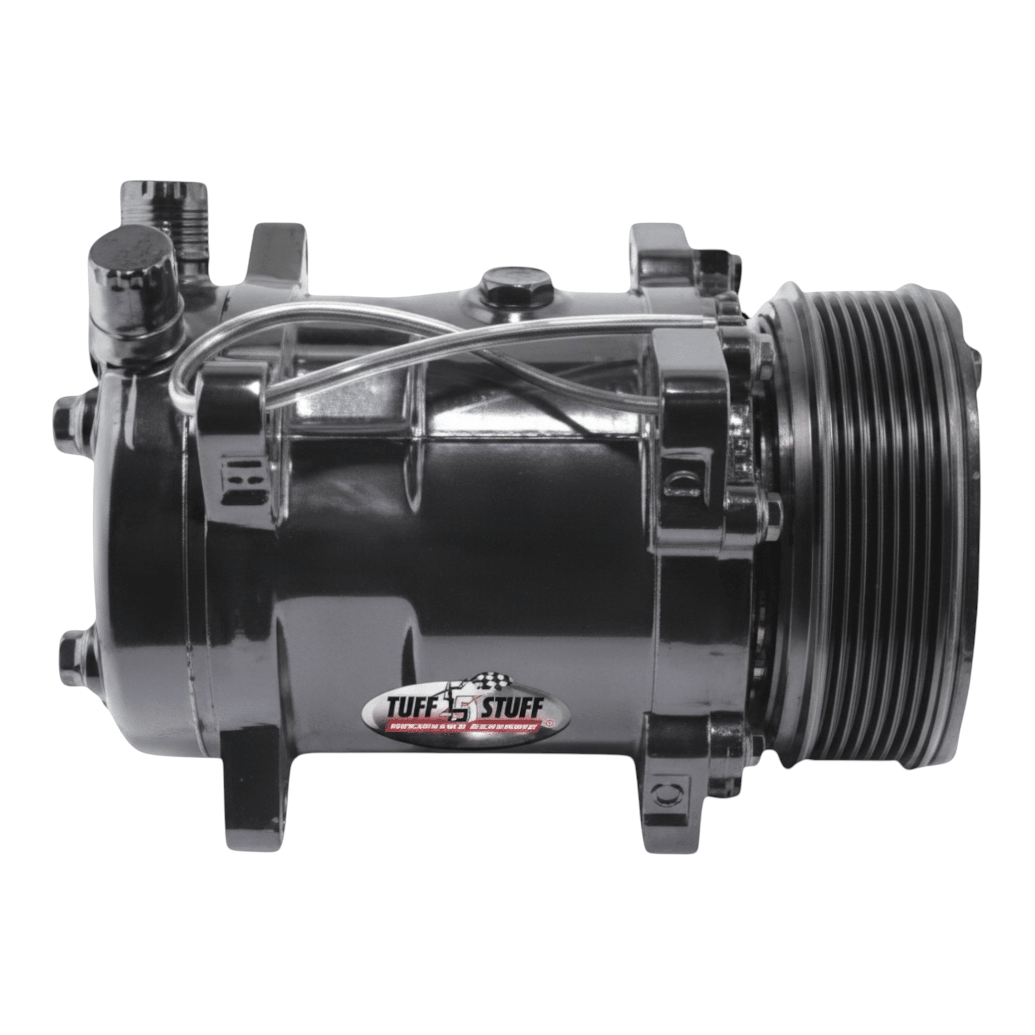 Tuff Stuff A/C Compressor Compatible with Vintage Air - 508 Sanden SD5H - Black Powdercoated - ICT Billet TFS-4515N