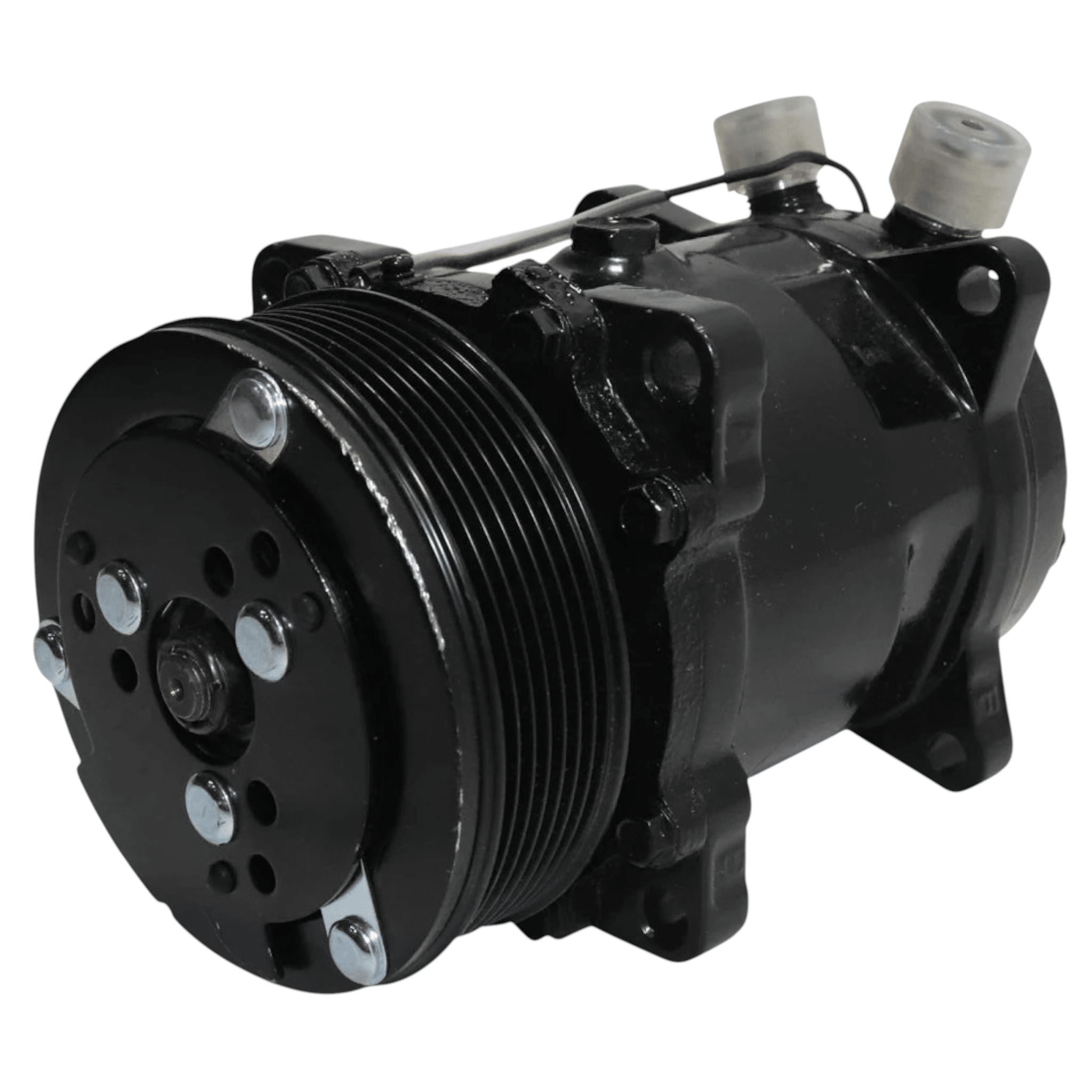Tuff Stuff A/C Compressor Compatible with Vintage Air - 508 Sanden SD5H - Black Powdercoated - ICT Billet TFS-4515N