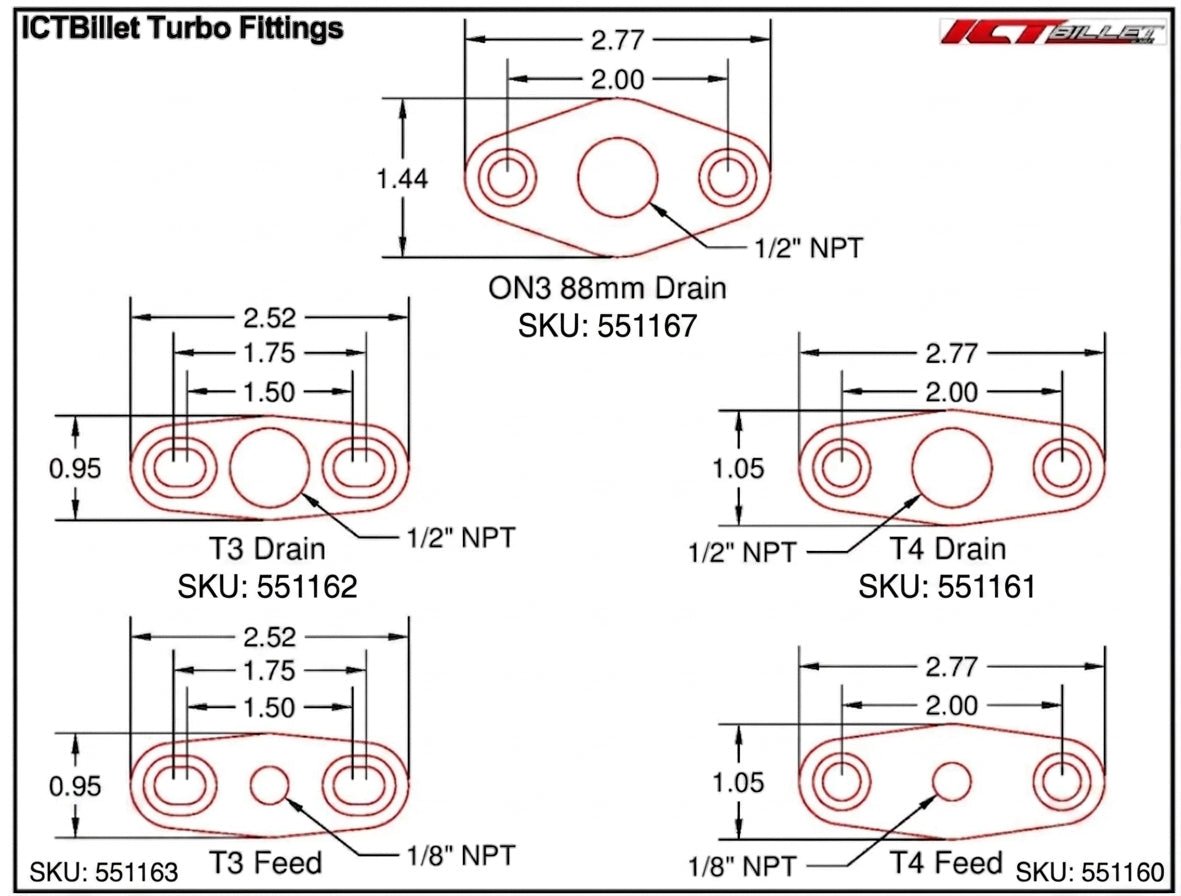 Turbo Oil Feed Flange - T4 1/8" NPT - ICT Billet 551160
