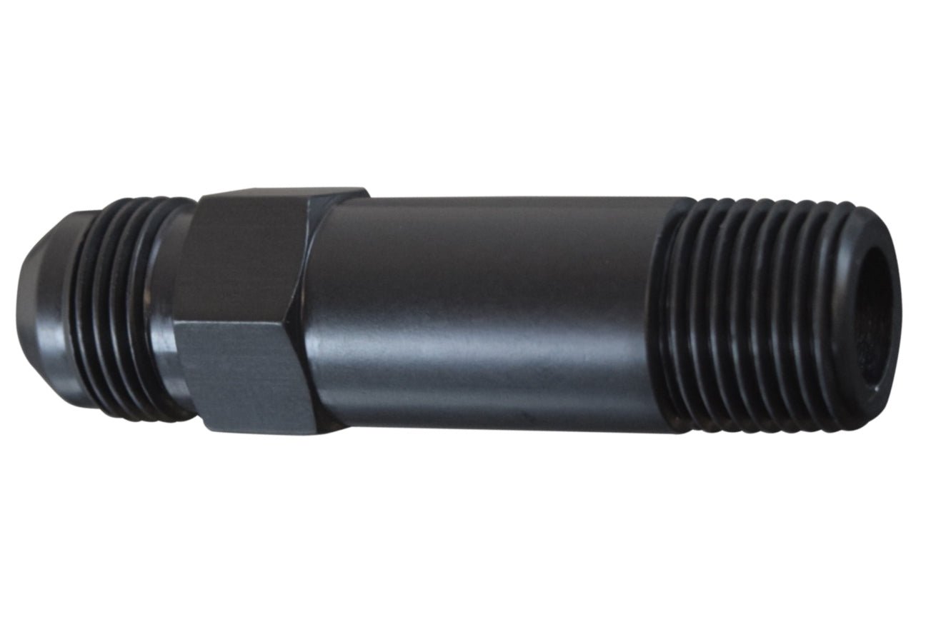 Turbocharger Oil Drain Flange Extension 10AN Flare 1/2"NPT Black Adapter Fitting - ICT Billet F10AN500NPXL