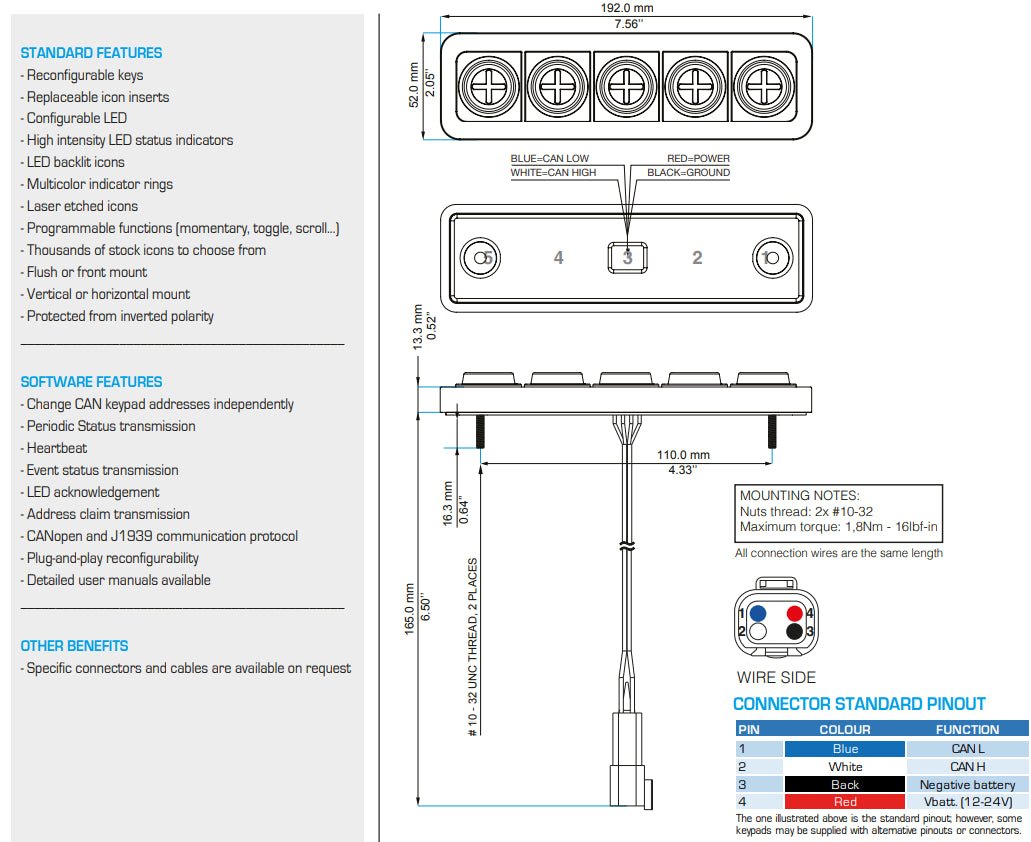 TurboLamik - PRND CAN Keypad & Cable - ICT Billet TBL- PRND-PR-1-1