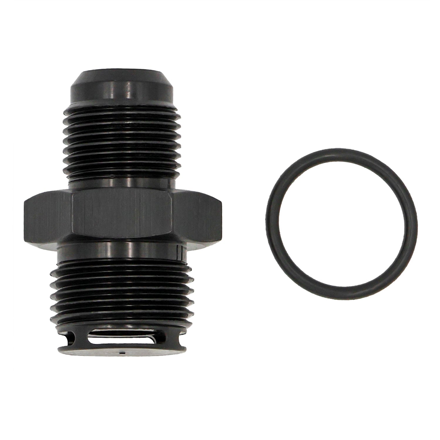 Valve Cover Baffle Fitting 10AN to - 12AN ORB Black Anodized - ICT Billet 551883-10-12