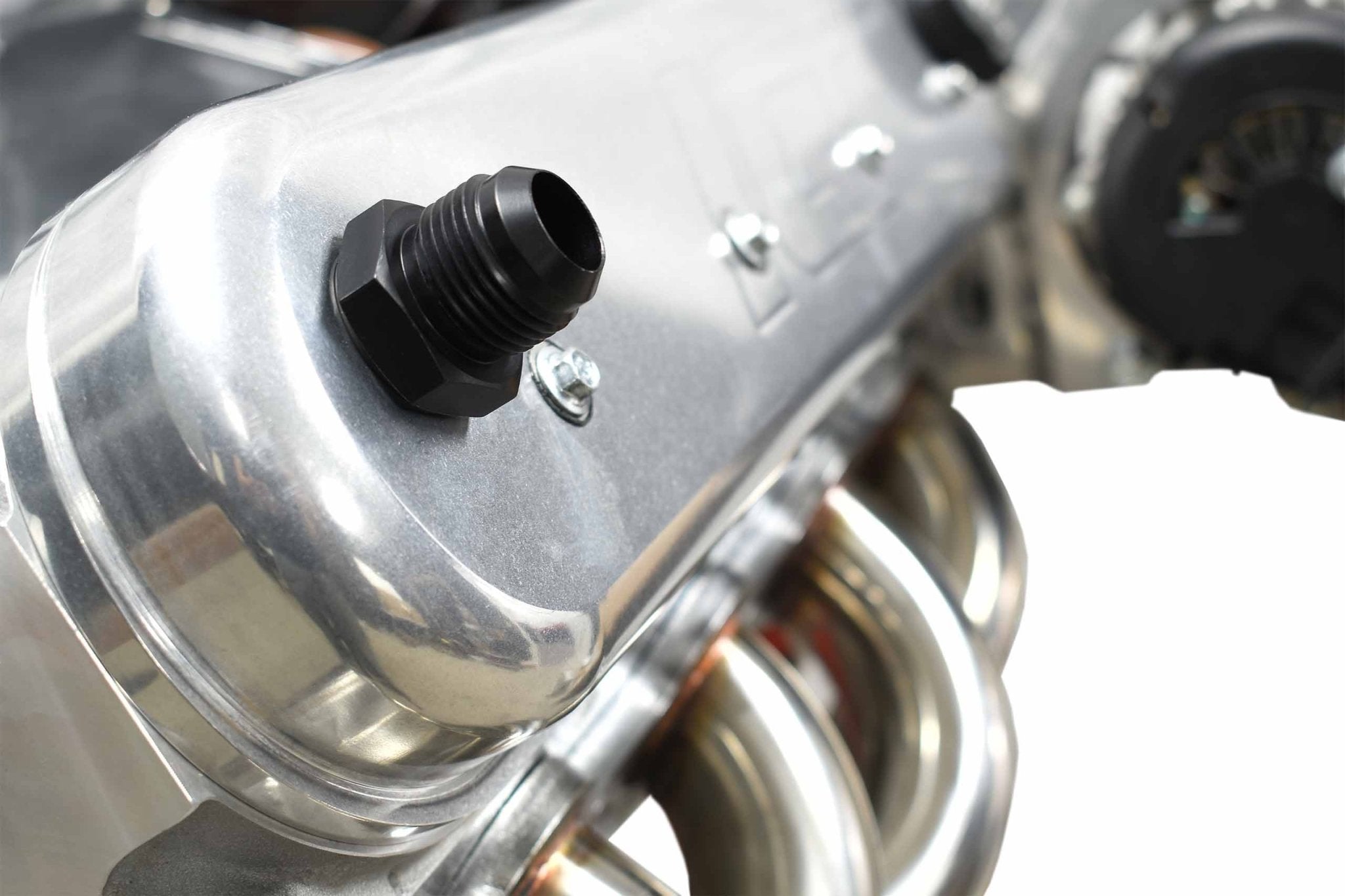 Valve Cover Baffle Fitting -12AN ORB Black Anodized - ICT Billet 551883
