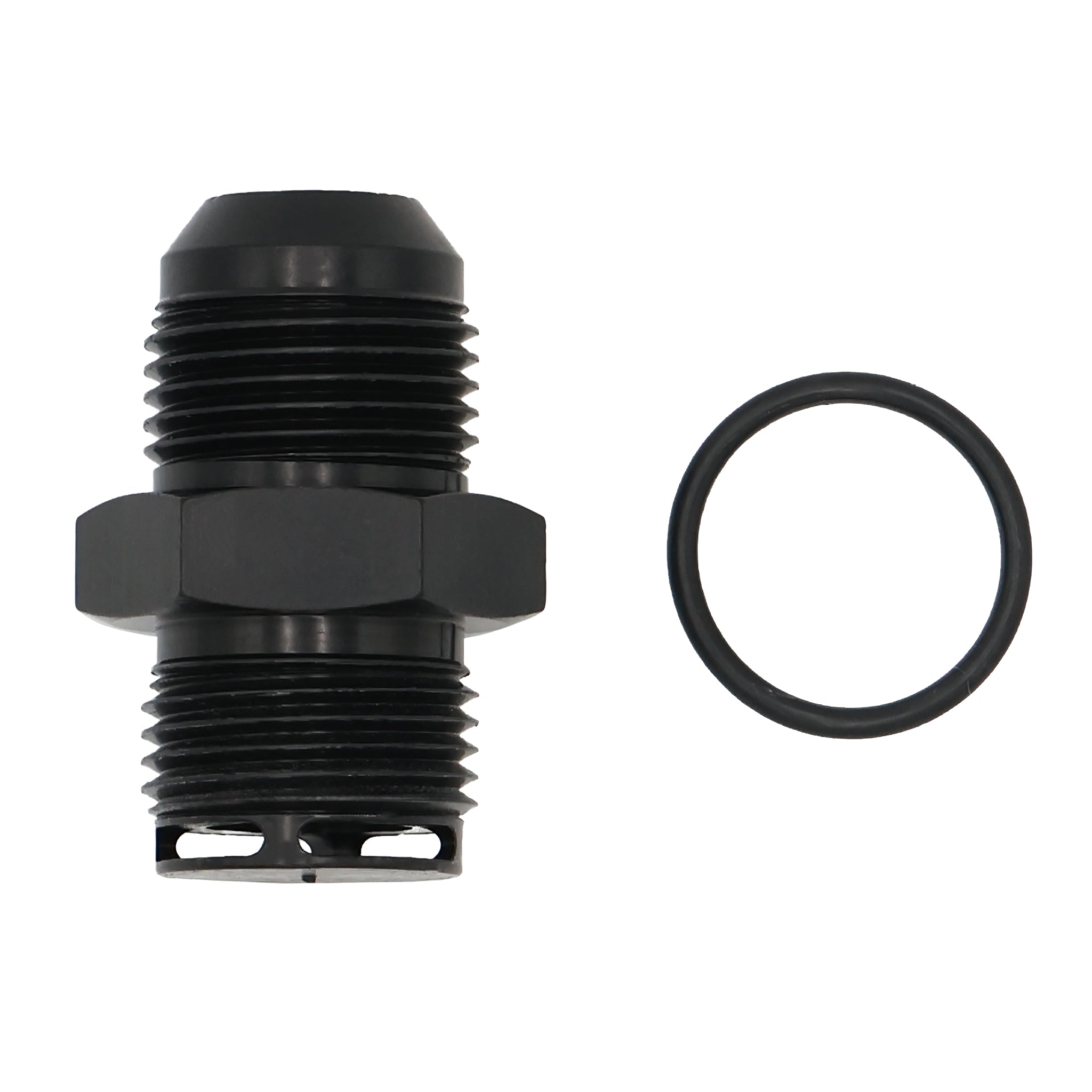 Valve Cover Baffle Fitting 12AN to -12AN ORB Black Anodized - ICT Billet 551883