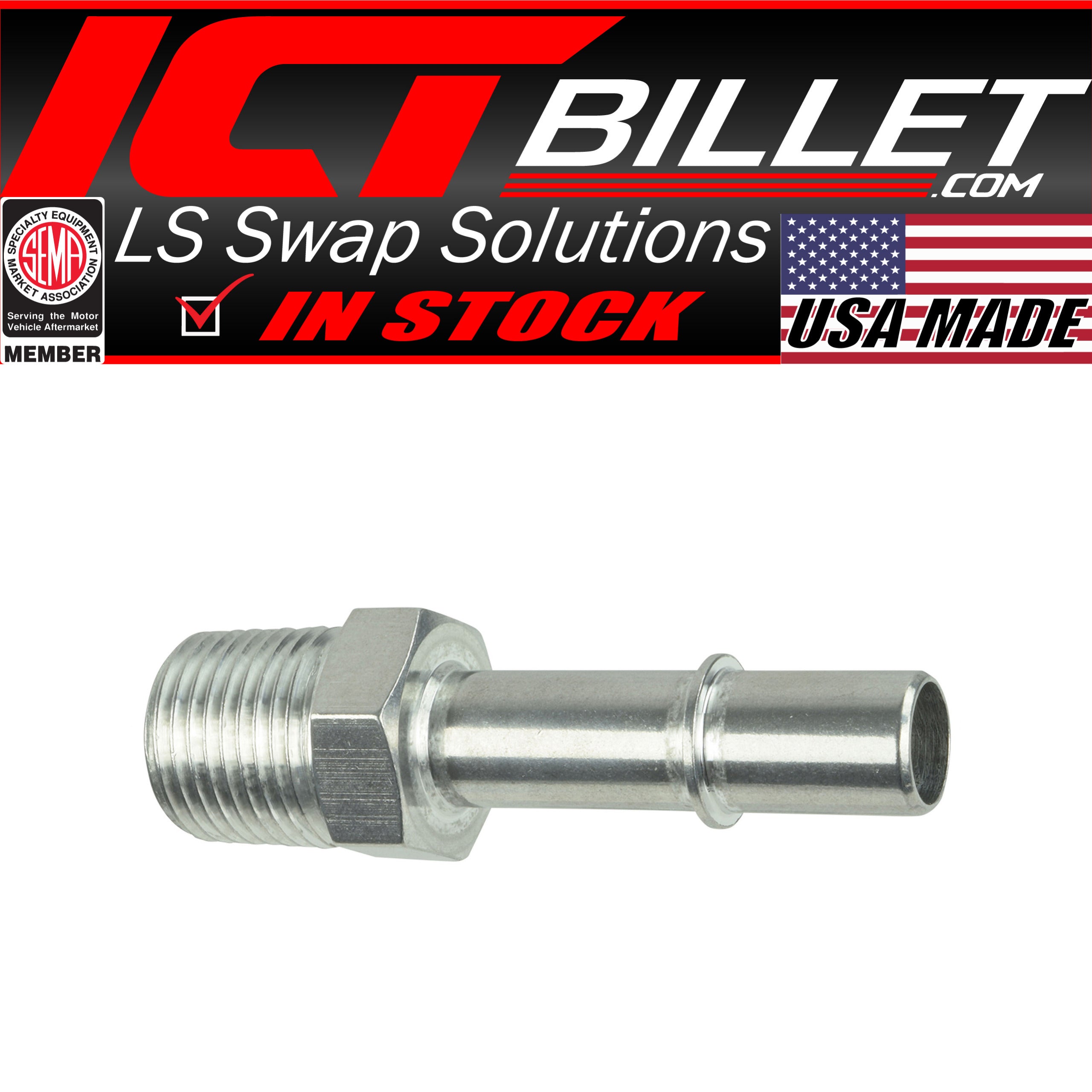 1/2" Quick Connect Male Fuel Hose to 1/2" NPT Adapter Fitting GM Diesel