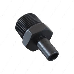 F750NP500BA Straight 3/4" NPT Pipe to 1/2" .500" Hose Barb Fitting Black Billet Aluminum