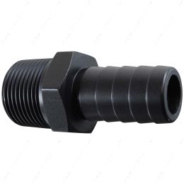 F750NP750BA Straight 3/4" NPT Pipe to 3/4" .750" Hose Barb Fitting Black Billet Aluminum